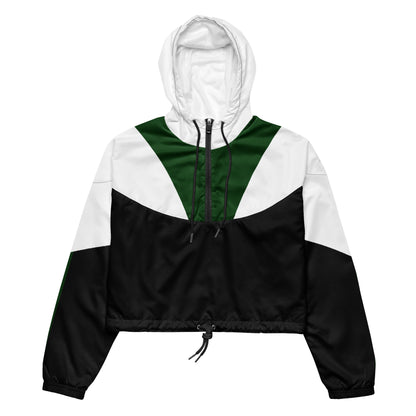 "Green, White and Black "Women’s cropped windbreaker