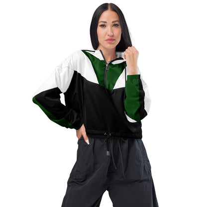 "Green, White and Black "Women’s cropped windbreaker