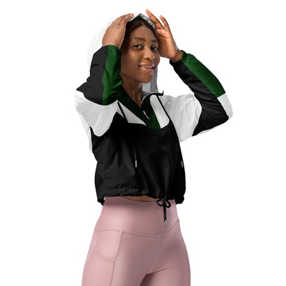 "Green, White and Black "Women’s cropped windbreaker