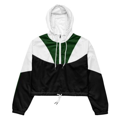 "Green, White and Black "Women’s cropped windbreaker