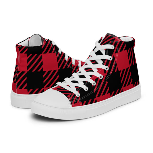 "Red Plaid" high top canvas shoes