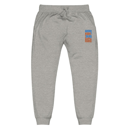 "Work Hard" fleece sweatpants "Blue and Orange"